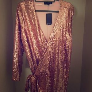 ELOQUII Pink Wrap Plus Size Dress